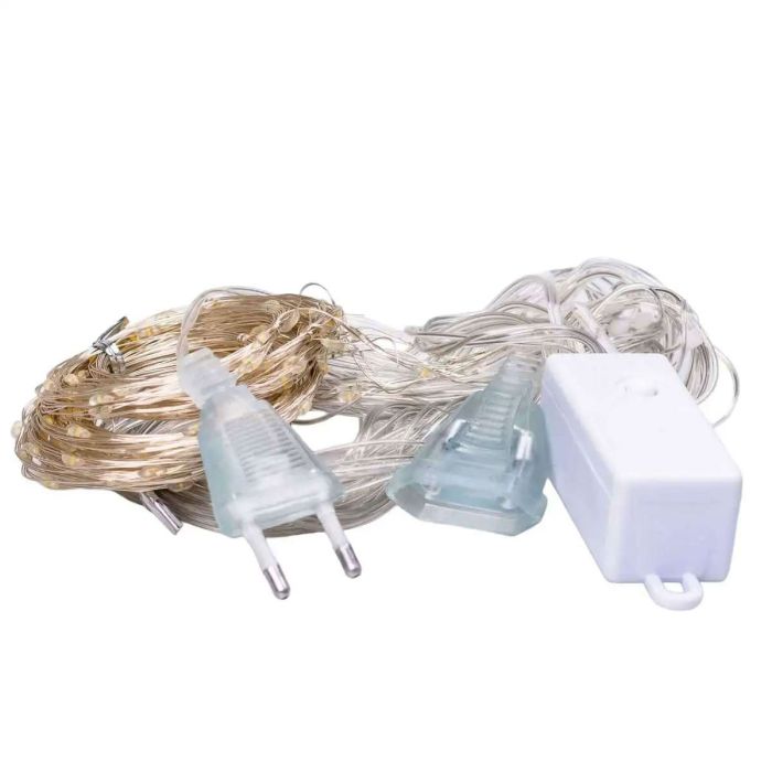 Гірлянда штора світлодіодна GarlandoPro Роса 200LED 3х2м 10 ліній 8 режимів гірлянда крапля роси Білий 173303W