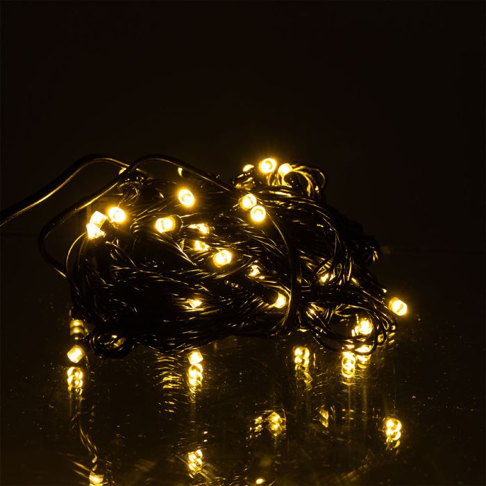 Новорічна кімнатна гірлянда нитка 6 м 50 LED чорний провід Жовтий W50LED6MBY