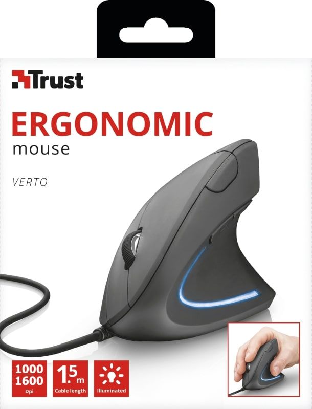 Мышь Trust Verto Ergonomic, USB-A, Чорний