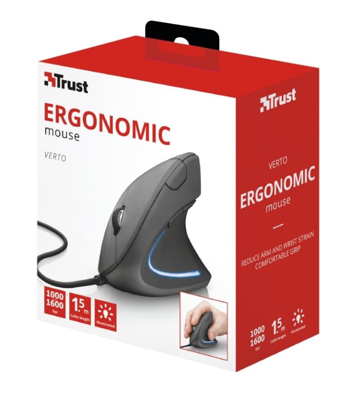 Мышь Trust Verto Ergonomic, USB-A, Чорний