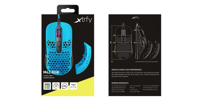 Mouse Xtrfy M42, USB-A, RGB, Miami Blue