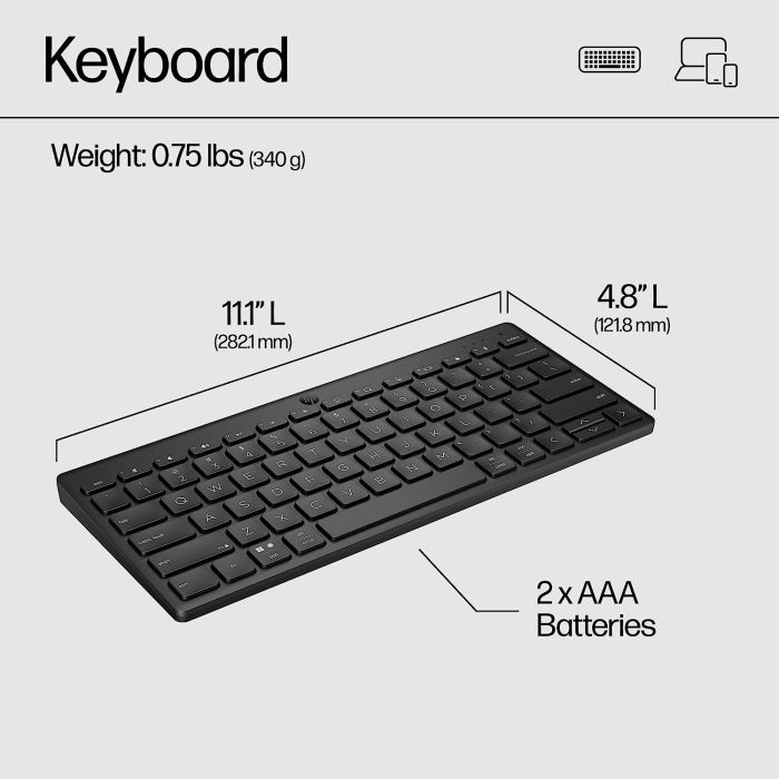 HP Keyboard membrane 350, Compact Multi-Device 78key, BT, EN/UK, black