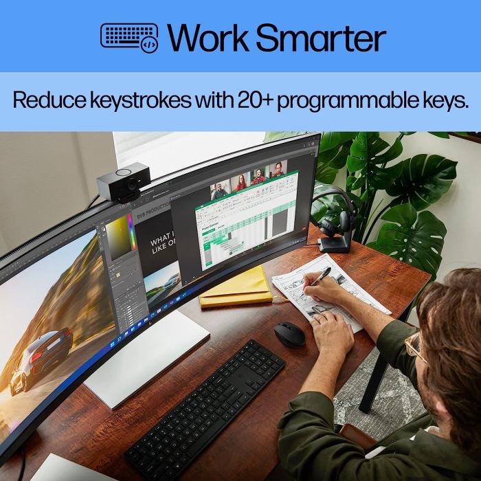 Клавіатура мембранна HP 450 Programmable, 108key, WL, EN/UK, чорний