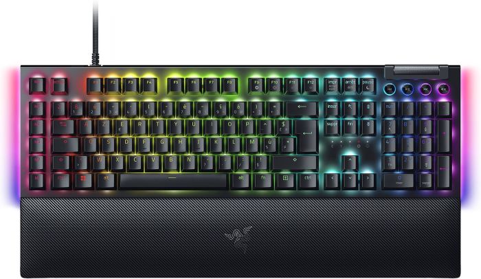 Razer Keyboard mechanical BlackWidow V4, 114key, Yellow Switch, USB-A, EN/RU, RGB, black