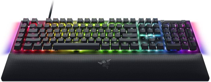 Razer Keyboard mechanical BlackWidow V4, 114key, Yellow Switch, USB-A, EN/RU, RGB, black