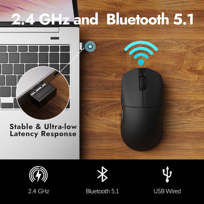 Миша Lemokey G1 USB-A/USB-C/WL/BT, 8K, чорний