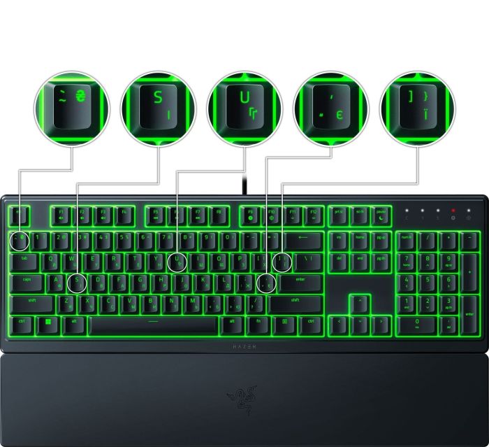 Клавіатура мембранна Razer Ornata V3 X 104key, USB-A, EN/UK, RGB, чорний