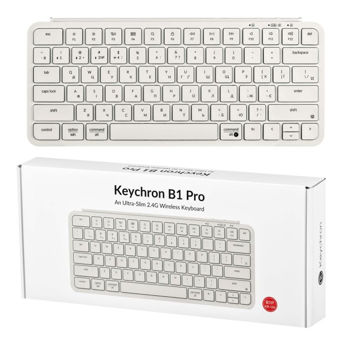 Клавіатура мембрана Keychron B1 Pro, USB/WL/BT, ivory white