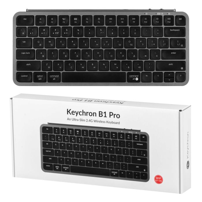 Клавіатура мембрана Keychron B1 Pro, USB/WL/BT, space gray