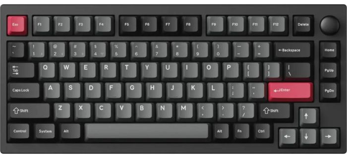 Клавіатура механічна Lemokey  P1 Pro 84Key, Keychron Super Brown, WL/BT/USB-A, QMK/VIA, Hot-Swap, EN/UKR, RGB,  Knob, Carbon Black