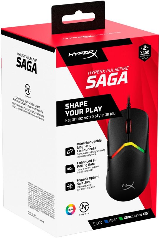 Миша HyperX Pulsefire SAGA, RGB, USB-A, чорний