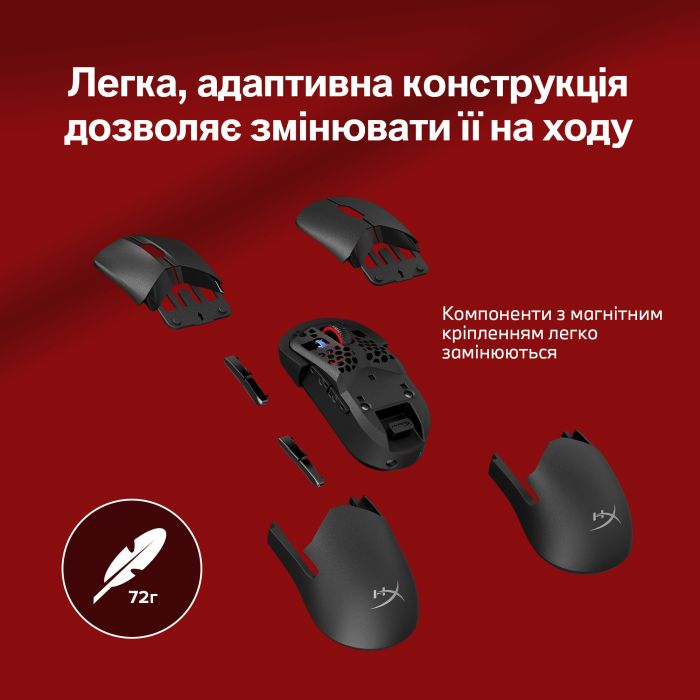 Миша HyperX Pulsefire SAGA PRO, RGB, USB-A/WL/BT, чорний