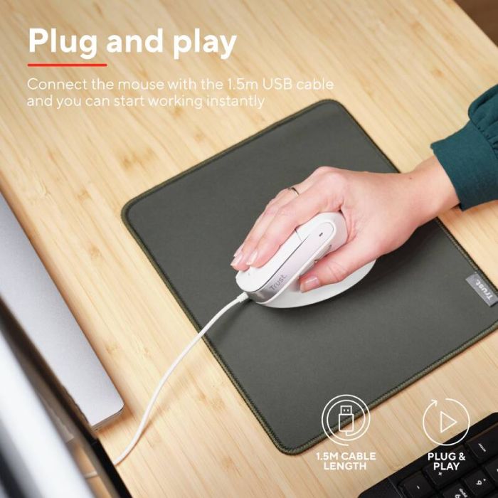 Миша Trust Bayo 2 Ergonomic, USB-A, біла