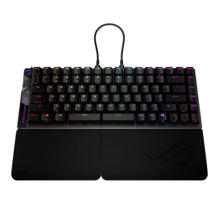 Клавіатура механічна ASUS ROG Falcata split, 83key, Magnetic Switch, USB-A/WL/BT, EN, RGB, чорний