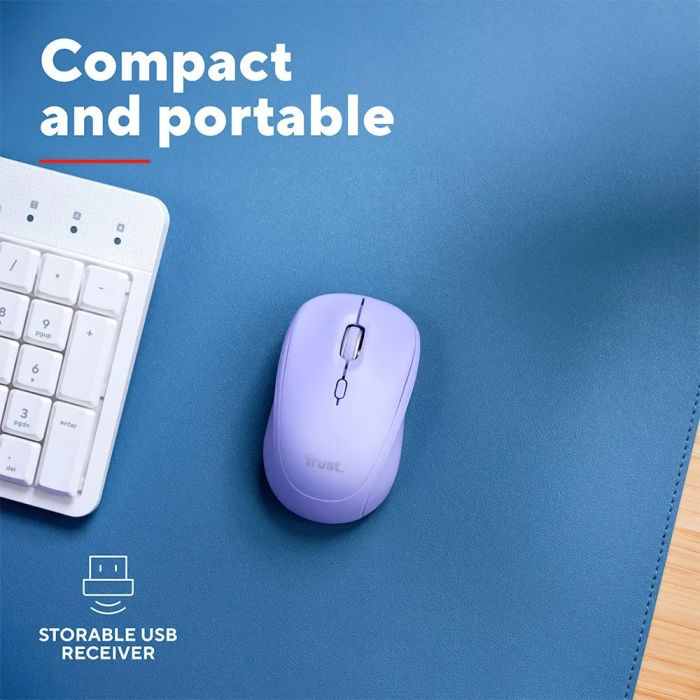 Mouse Trust Yvi+ Compact Multi-Device, WL/BT/USB-A, фіолетовий