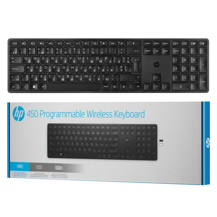 Клавіатура мембранна HP 450 Programmable, 108key, WL, EN/UK, чорний