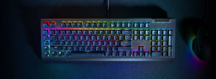 Razer Keyboard mechanical BlackWidow V4 X 110key, Green Switch, USB-A, EN/RU, RGB, black