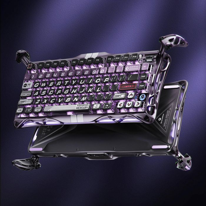 Клавіатура механічна GravaStar Mercury V75 Pro 80keys, Magnetic Jade Gaming, 8K, USB-A, RGB, Iron Purple