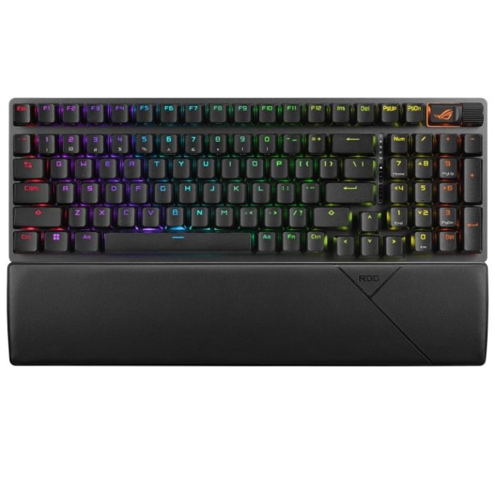 Клавіатура механічна ASUS ROG Strix Scope II, 96key, NX Snow, USB-A/WL/BT, EN/UK, RGB, чорний