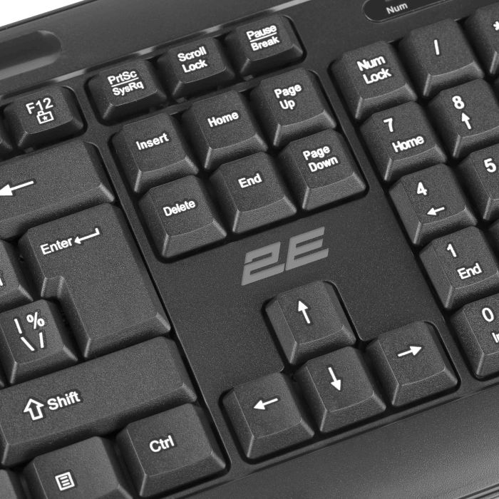 Клавіатура мембранна 2E KM1040 104key, USB-A, EN/UK, чорний