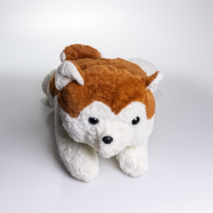 М'яка іграшка-плед, подушка 3 в 1 Хаскі плед в іграшці 50×30×26 (см) Коричневий 7124BR