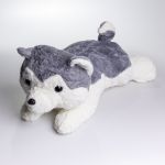 М'яка іграшка-плед, подушка 3 в 1 Хаскі плед в іграшці 50×30×26 (см) Сірий 7124G