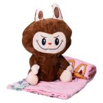 М'яка іграшка-плед, подушка 3 в 1 Лабубу 50 см Коричневий ТМ COLORFUL HOME LAB2BR