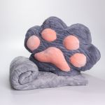 М'яка іграшка-подушка з пледом і муфтою Лапка 40×40×25 (см) іграшка плед 3 в 1 дитячий плюшевий плед Сірий 520-18G