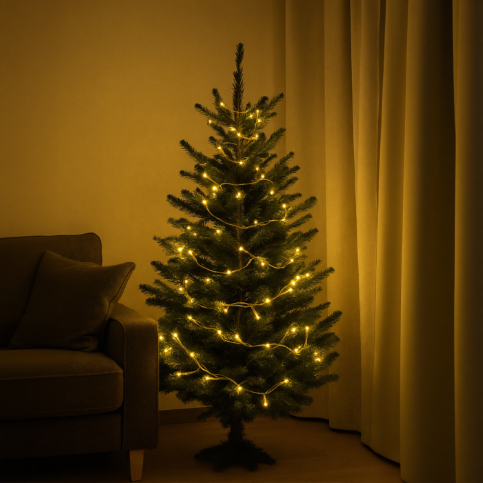 Новорічна гірлянда кімнатна нитка 10 м 120 LED кімнатна гірлянда білий провід Жовте світло W120LED10MWY