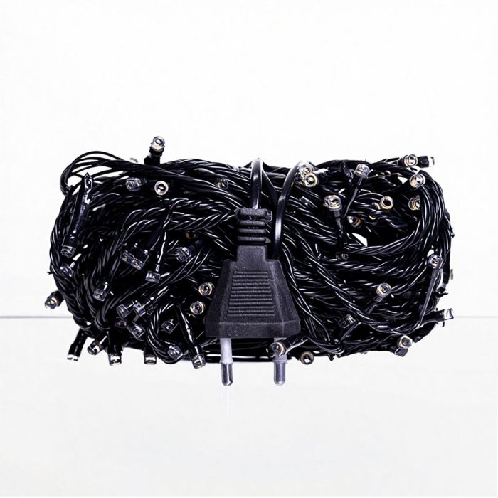 Новорічна гірлянда кімнатна нитка 18 м 180 LED кімнатна гірлянда чорний провід Жовте світло W180LED18MBY