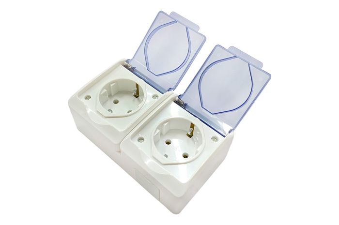 Розетка зовнішня Light подвійна з кришкою (Р-1087)