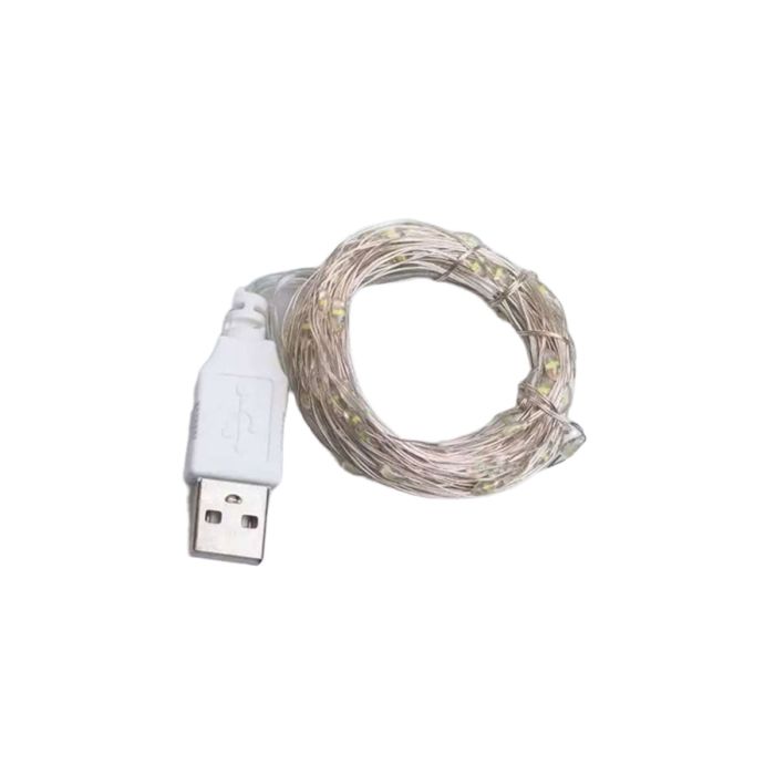 Гірлянда роса 10 метрів USB на 100 led світлодіодів крапля на білому дроті біла USB100L10MWW