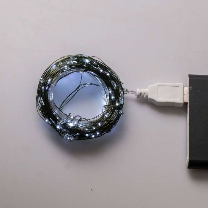 Гірлянда роса 10 метрів USB на 100 led світлодіодів крапля на білому дроті біла USB100L10MWW