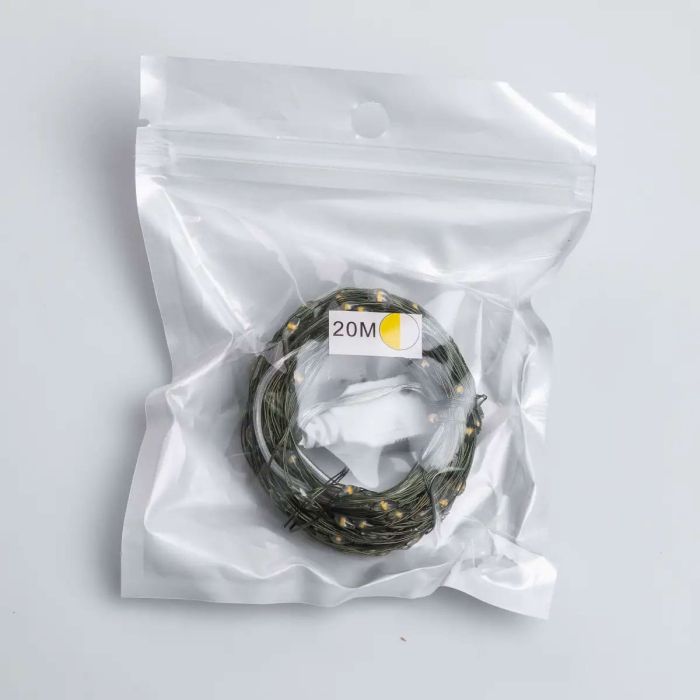 Гірлянда роса 20 метрів USB на 200 led світлодіодів крапля на зеленому дроті жовта USB200L20MGY